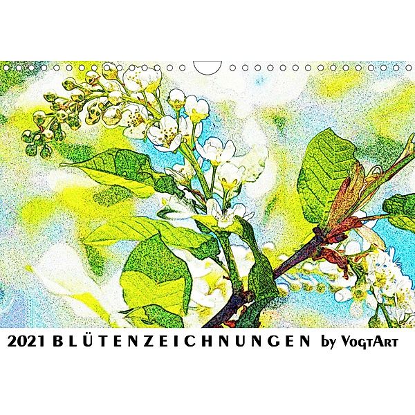 Blütenzeichnungen (Wandkalender 2021 DIN A4 quer), VogtArt
