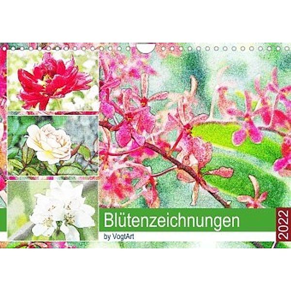 Blütenzeichnungen (Wandkalender 2022 DIN A4 quer), VogtArt