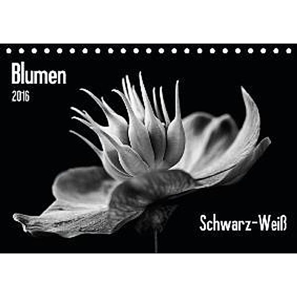 Blumen 2016, Schwarz-Weiß (Tischkalender 2016 DIN A5 quer), Beate Wurster