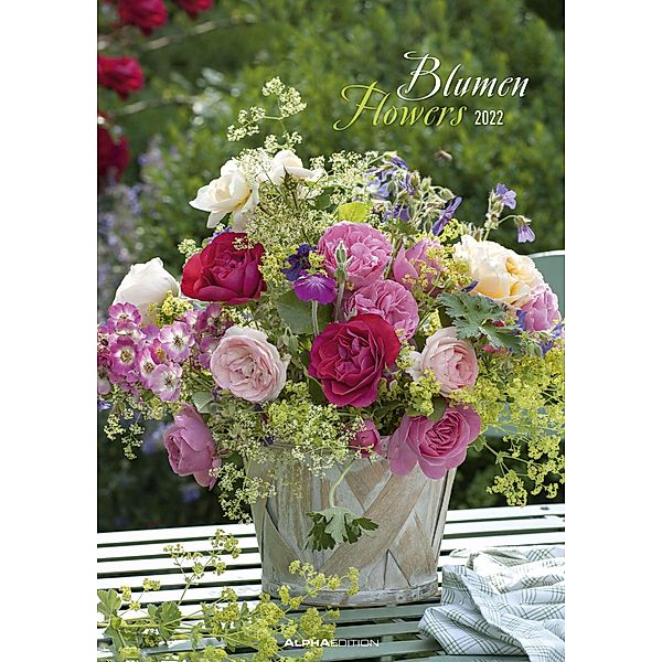 Blumen 2022 - Bildkalender A3 (29,7x42 cm) - Flowers - mit Feiertagen (DE/AT/CH) - Wandkalender - Blumenkalender