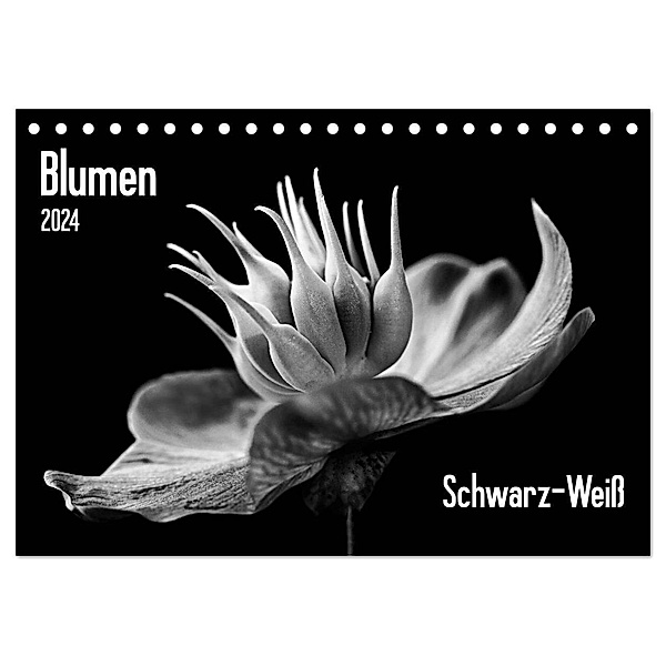 Blumen 2024, Schwarz-Weiß (Tischkalender 2024 DIN A5 quer), CALVENDO Monatskalender, Beate Wurster
