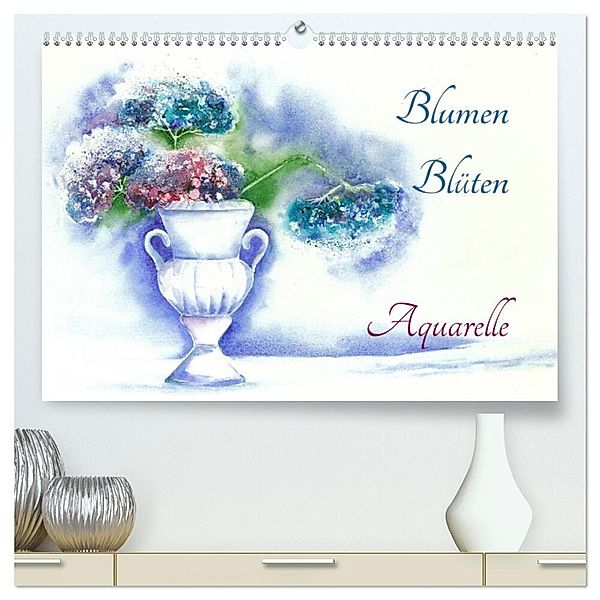 Blumen Blüten Aquarelle (hochwertiger Premium Wandkalender 2024 DIN A2 quer), Kunstdruck in Hochglanz, Jitka Krause