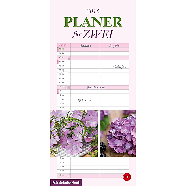 Blumen Planer für Zwei 2016