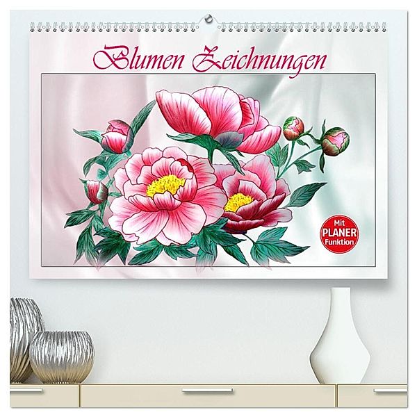 Blumen-Zeichnungen (hochwertiger Premium Wandkalender 2024 DIN A2 quer), Kunstdruck in Hochglanz, Dusanka Djeric