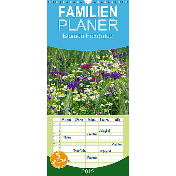Blumenfreude - Familienplaner hoch (Wandkalender 2019 , 21 cm x 45 cm, hoch), Avianaarts Design Fotografie by Tanja Riedel