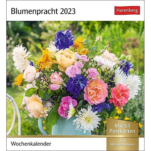 Blumenpracht Postkartenkalender 2023. Kleiner Kalender mit 53 traumhaften Fotos von Blumensträußen und Blüten. Blumen-Ka