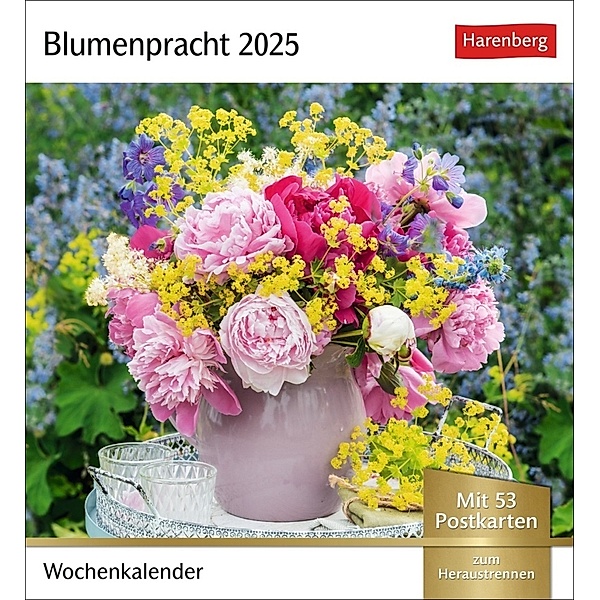Blumenpracht Postkartenkalender 2025 - Wochenkalender mit 53 Postkarten