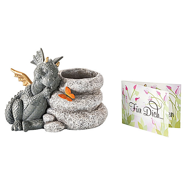 Blumentopf Drache Tulani mit Geschenkkarte