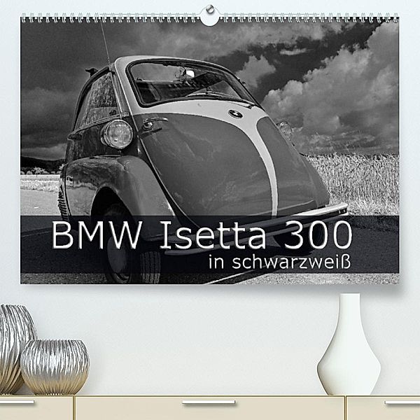 BMW Isetta 300 in schwarzweiß (Premium, hochwertiger DIN A2 Wandkalender 2023, Kunstdruck in Hochglanz), Ingo Laue