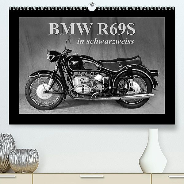 BMW R69S in schwarzweiss (Premium, hochwertiger DIN A2 Wandkalender 2023, Kunstdruck in Hochglanz), Ingo Laue