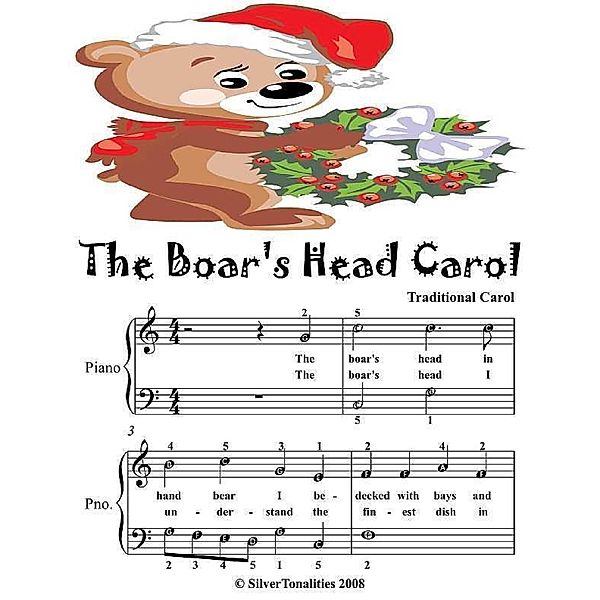 Boar’s Head Carol - Easy Piano Sheet Music Junior Edition, Silver Tonalities