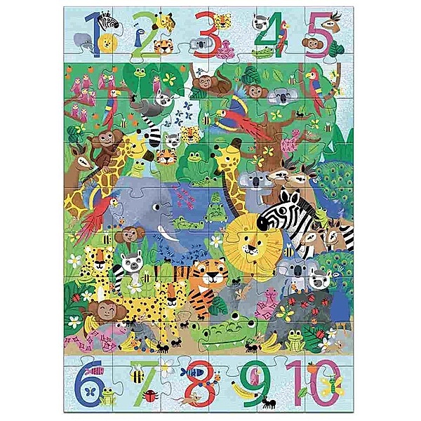 Djeco Boden-Puzzle 1 bis 10 DSCHUNGEL 54-teilig