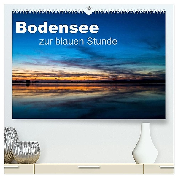 Bodensee zur blauen Stunde (hochwertiger Premium Wandkalender 2024 DIN A2 quer), Kunstdruck in Hochglanz, Marc Kunze