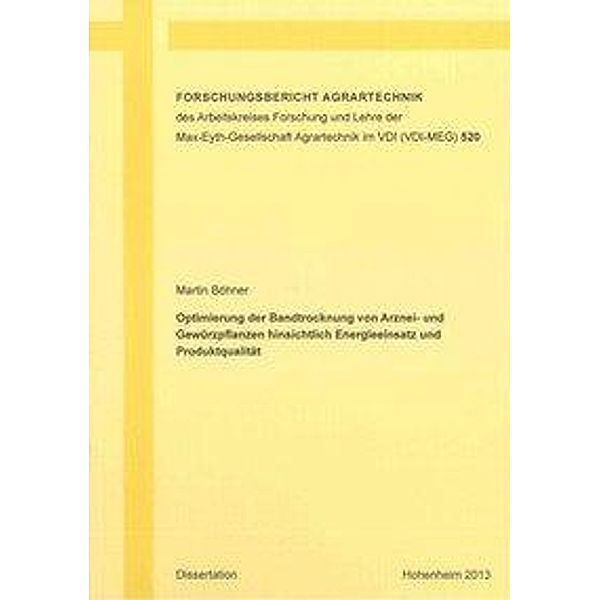 Böhner, M: Optimierung der Bandtrocknung von Arznei- und Gew, Martin Böhner