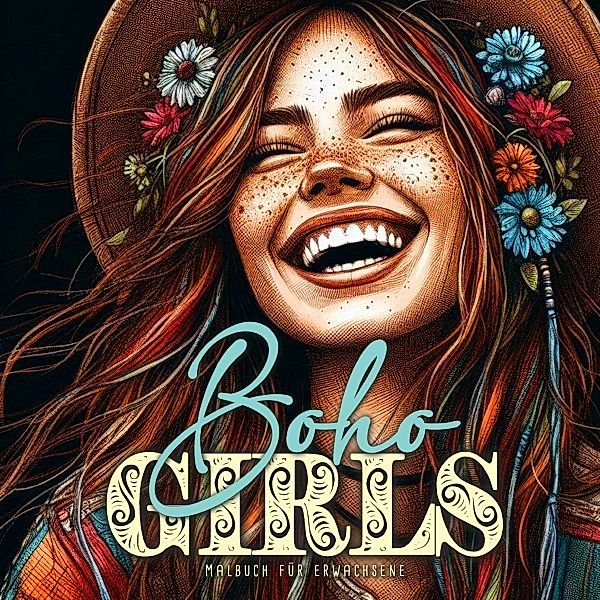 Boho Girls Malbuch für Erwachsene, Monsoon Publishing, Musterstück Grafik