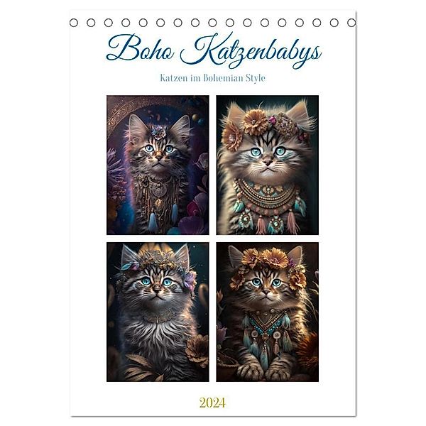 Boho Katzenbabys (Tischkalender 2024 DIN A5 hoch), CALVENDO Monatskalender, Steffen Gierok-Latniak
