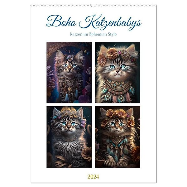 Boho Katzenbabys (Wandkalender 2024 DIN A2 hoch), CALVENDO Monatskalender, Steffen Gierok-Latniak