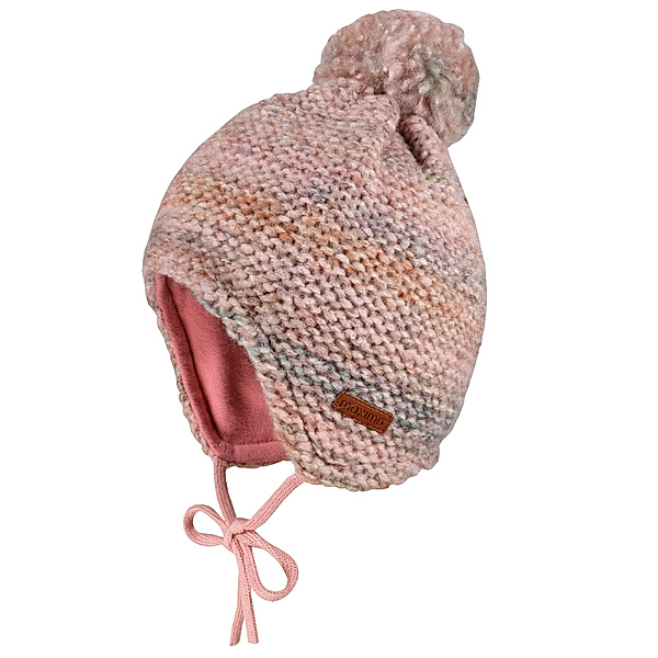 maximo Bommel-Mütze GIRL mit Wolle in blassrosa melange
