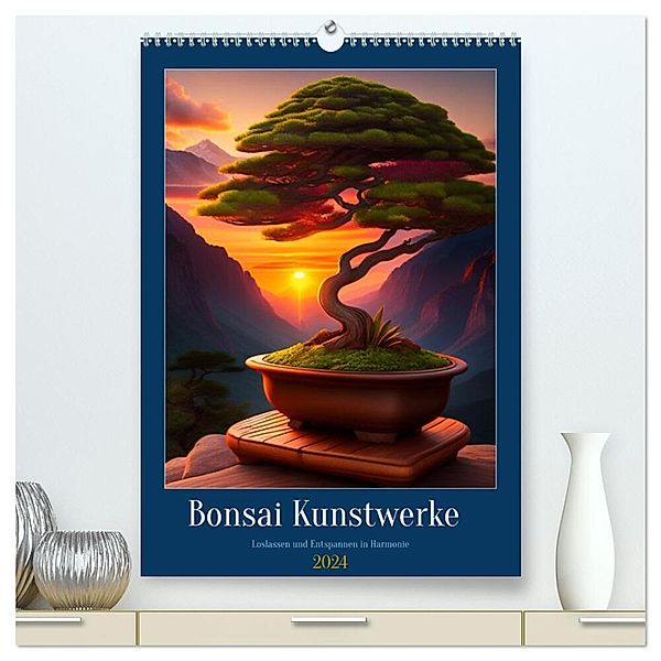 Bonsai Kunstwerke (hochwertiger Premium Wandkalender 2024 DIN A2 hoch), Kunstdruck in Hochglanz, franky58