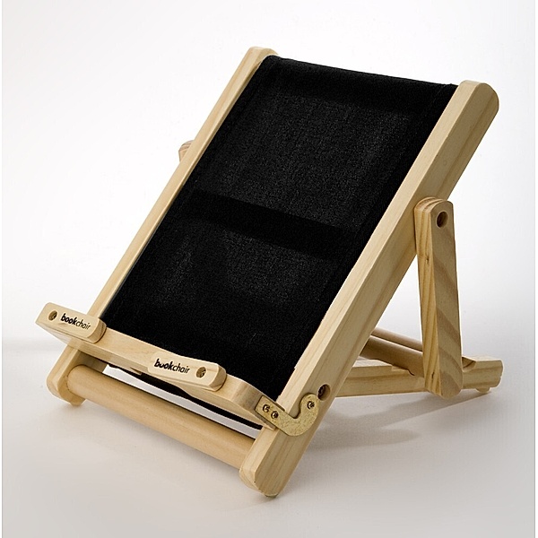 Bookchair Medium Schwarz - Buchständer Tablethalter aus Holz