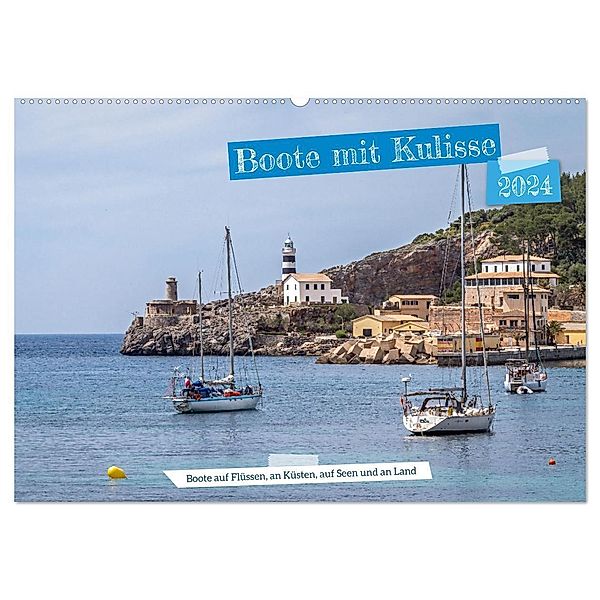 Boote mit Kulisse (Wandkalender 2024 DIN A2 quer), CALVENDO Monatskalender, Frank Brehm