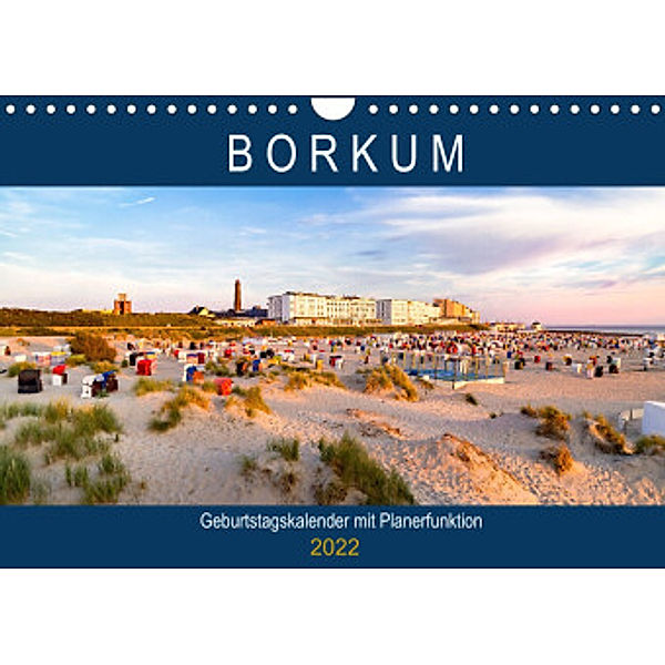 BORKUM Geburtstagskalender mit Planerfunktion (Wandkalender 2022 DIN A4 quer), Andrea Dreegmeyer