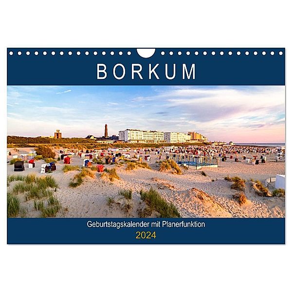 BORKUM Geburtstagskalender mit Planerfunktion (Wandkalender 2024 DIN A4 quer), CALVENDO Monatskalender, Andrea Dreegmeyer