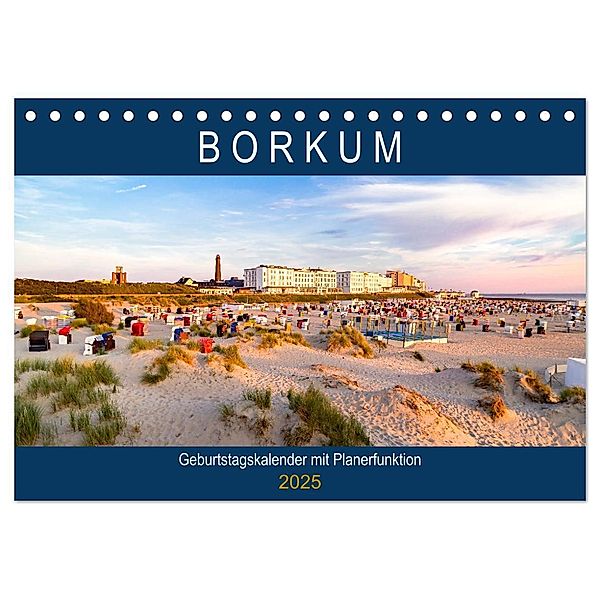 BORKUM Geburtstagskalender mit Planerfunktion (Tischkalender 2025 DIN A5 quer), CALVENDO Monatskalender, Calvendo, Andrea Dreegmeyer