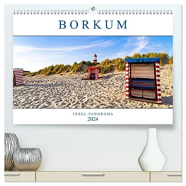 Borkum Inselpanorama (hochwertiger Premium Wandkalender 2024 DIN A2 quer), Kunstdruck in Hochglanz, Andrea Dreegmeyer