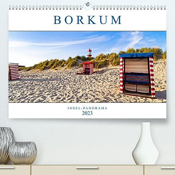 Borkum Inselpanorama (Premium, hochwertiger DIN A2 Wandkalender 2023, Kunstdruck in Hochglanz), Andrea Dreegmeyer