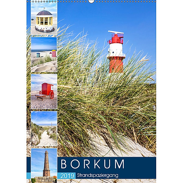 Borkum Strandspaziergang (Wandkalender 2019 DIN A2 hoch), Andrea Dreegmeyer