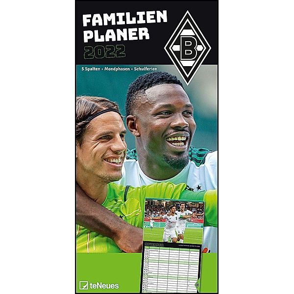 Borussia Mönchengladbach 2022 - Familien-Planer - Fan-Kalender - Fussball-Kalender - 22x45 - Sport