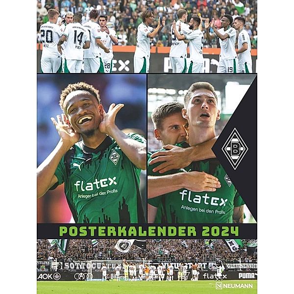 Borussia Mönchengladbach 2024 - Wandkalender XL - Fußballkalender - Fankalender - 48x64 - Sport