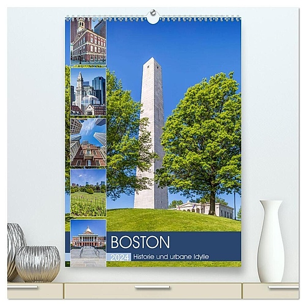 BOSTON Historie und urbane Idylle (hochwertiger Premium Wandkalender 2024 DIN A2 hoch), Kunstdruck in Hochglanz, Melanie Viola