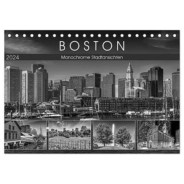 BOSTON Monochrome Stadtansichten (Tischkalender 2024 DIN A5 quer), CALVENDO Monatskalender, Melanie Viola
