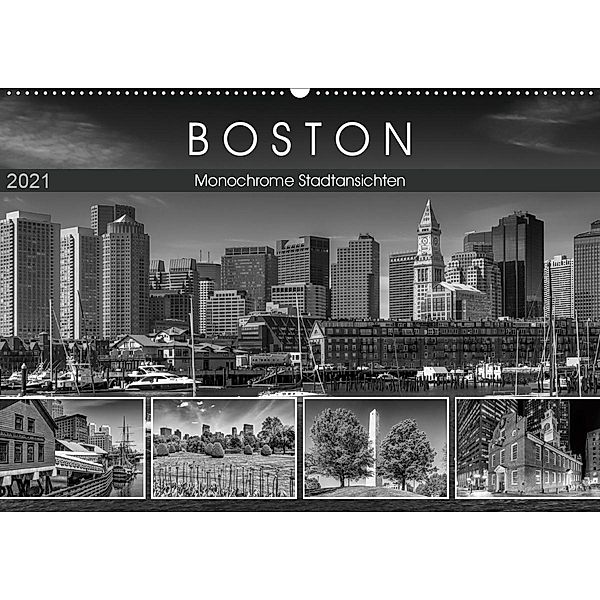BOSTON Monochrome Stadtansichten (Wandkalender 2021 DIN A2 quer), Melanie Viola