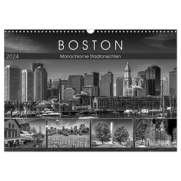 BOSTON Monochrome Stadtansichten (Wandkalender 2024 DIN A3 quer), CALVENDO Monatskalender, Melanie Viola