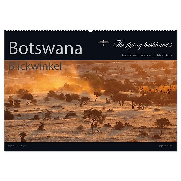 Botswana Blickwinkel 2024 (Wandkalender 2024 DIN A2 quer), CALVENDO Monatskalender, The flying bushhawks