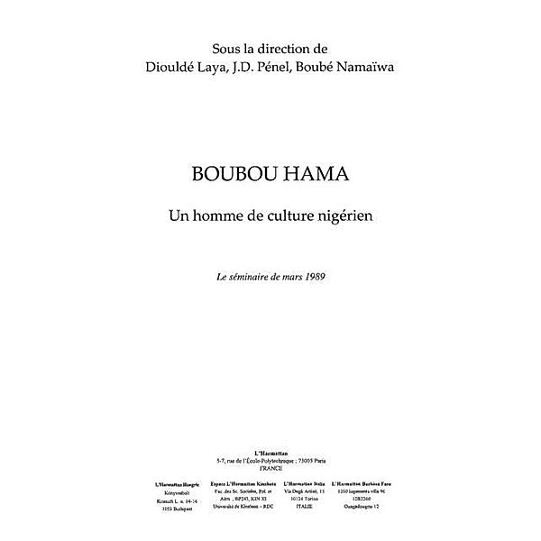 Boubou hama un homme de culture nigerien / Hors-collection, Penel