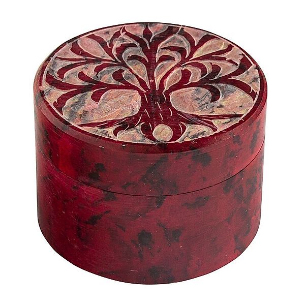 Box Baum des Lebens Speckstein rot rund 5 cm