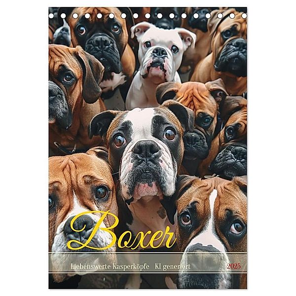 Boxer - Liebenswerte Kasperköpfe (Tischkalender 2025 DIN A5 hoch), CALVENDO Monatskalender, Calvendo, Cathrin Illgen