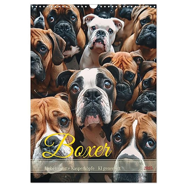 Boxer - Liebenswerte Kasperköpfe (Wandkalender 2025 DIN A3 hoch), CALVENDO Monatskalender, Calvendo, Cathrin Illgen