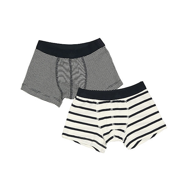 Petit Bateau Boxershorts BOYS STRIPES 2er Pack in creme/navy