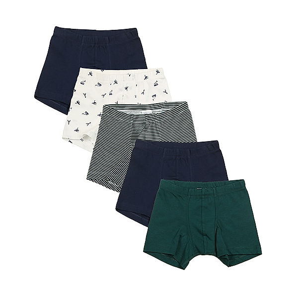 Schiesser Boxershorts COOL BOY 5er Pack in dunkelgrün/weiß