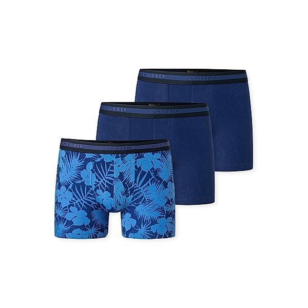 Schiesser Boxershorts FLOWERS 3er Pack in blau