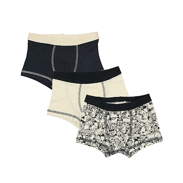 Jacky Boxershorts FOXES 3er-Pack in offwhite/graublau