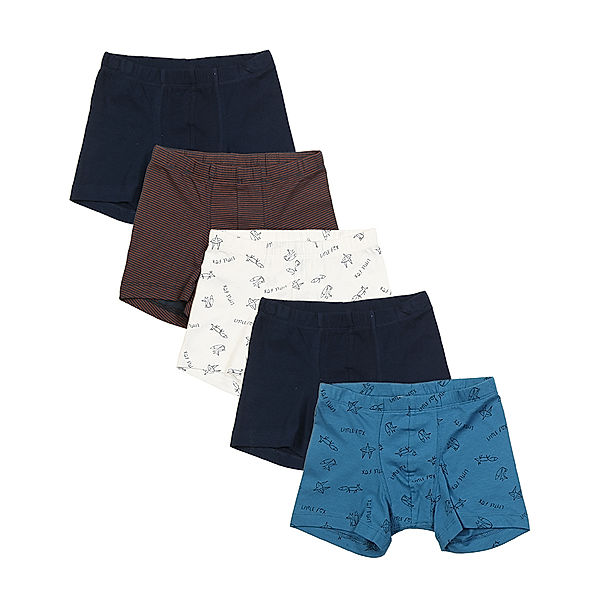 Schiesser Boxershorts LITTLE FOX 5er Pack in blau/weiss