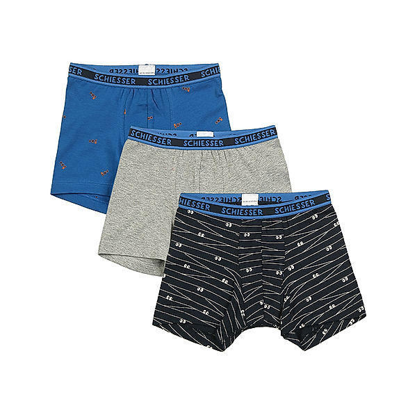 Schiesser Boxershorts MAGIC EYES 3er Pack in blau/weiss