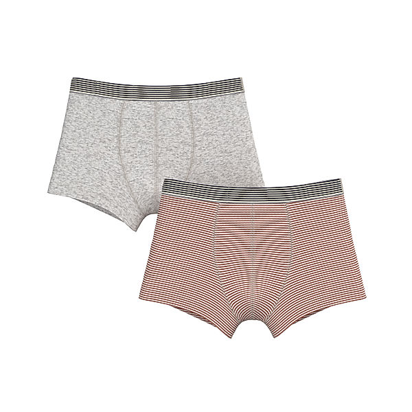 Petit Bateau Boxershorts MELANGE 2er-Set in grau/rot