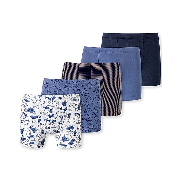 Schiesser Boxershorts NATURALE LOVE 5er-Pack in blau/weiß